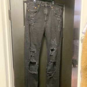 H&M Distressed Black High Waisted Jeans
